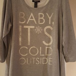 New xl beautiful Gray and off white top